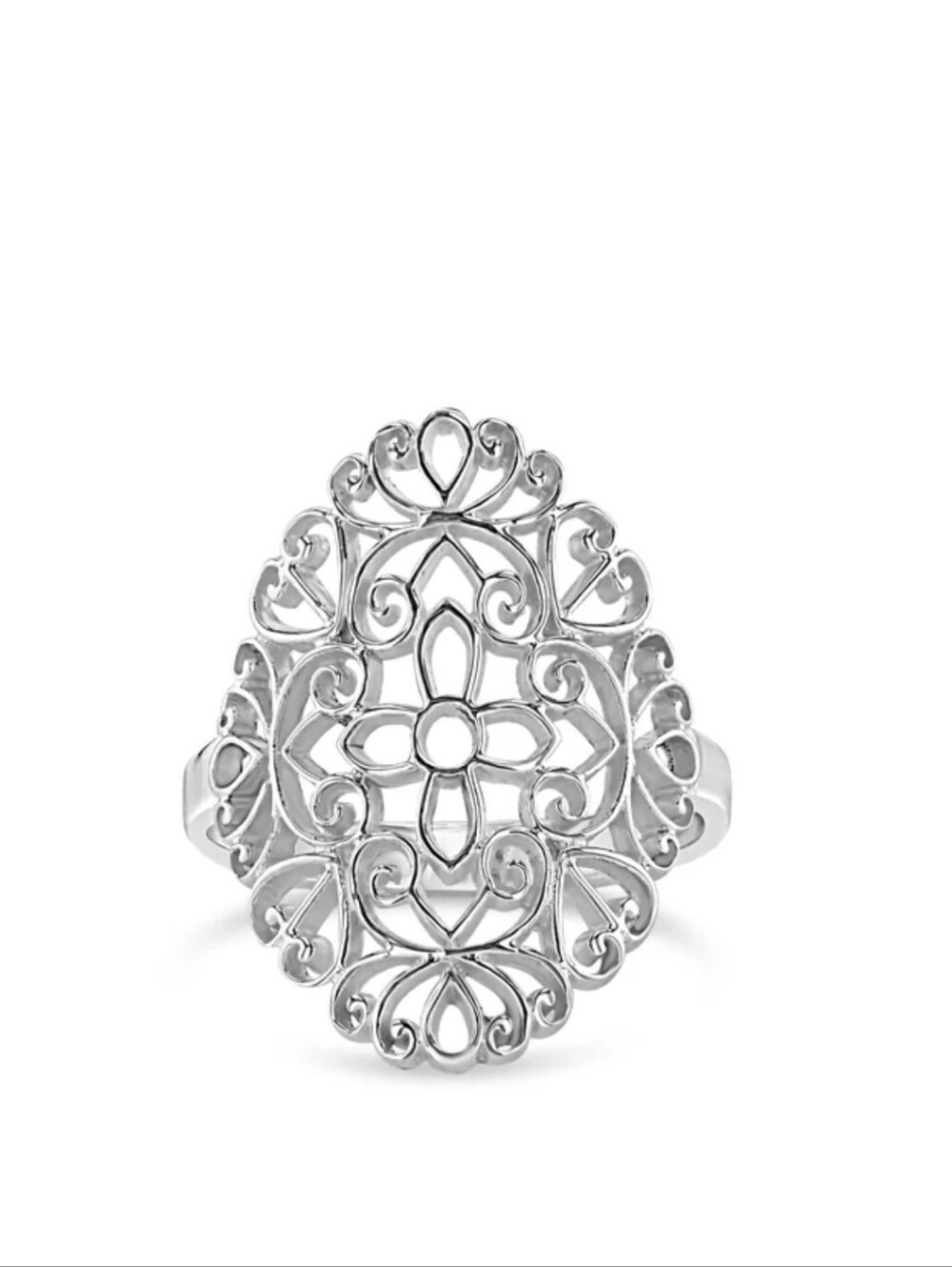 Ornate Weave open ring Filigree 925 Sterling Silver size 7.5